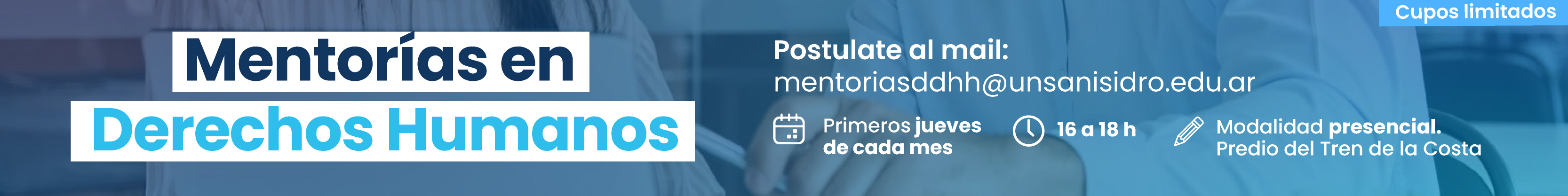 Mentorías en Derechos Humanos todos los primeros jueves de cada mes de 16 a 18 hs.
